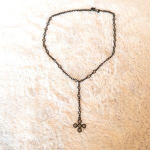 Agatha Paris Black and Crystal Cross Necklace